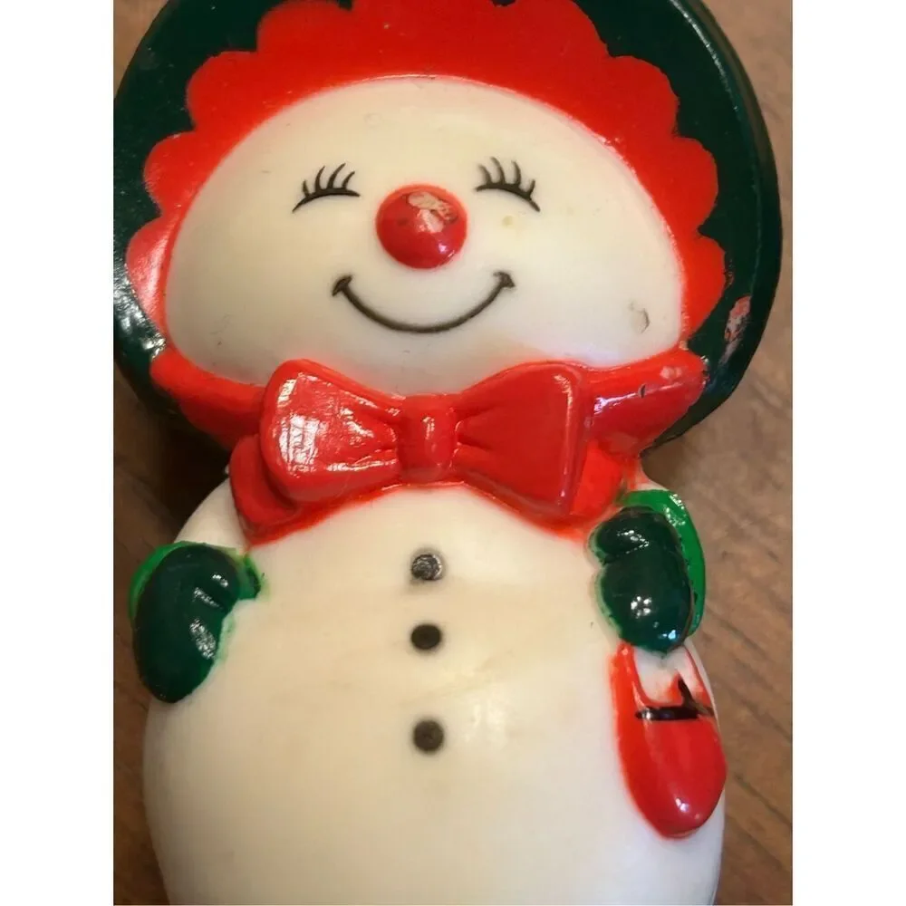 Vintage Hallmark Mr. Mrs. Snowman Salt And Pepper Shakers Happy & Merry (8797)